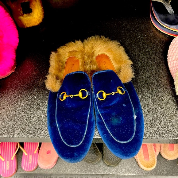 Velvet Gucci fur mules - Picture 1 of 3